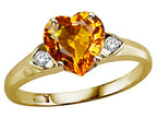 Tommaso Design Heart Shape 8mm Genuine Citrine Ring
