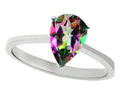 Tommaso Design Pear Shape 8x6mm Rainbow Mystic Topaz Solitaire Engagement Ring