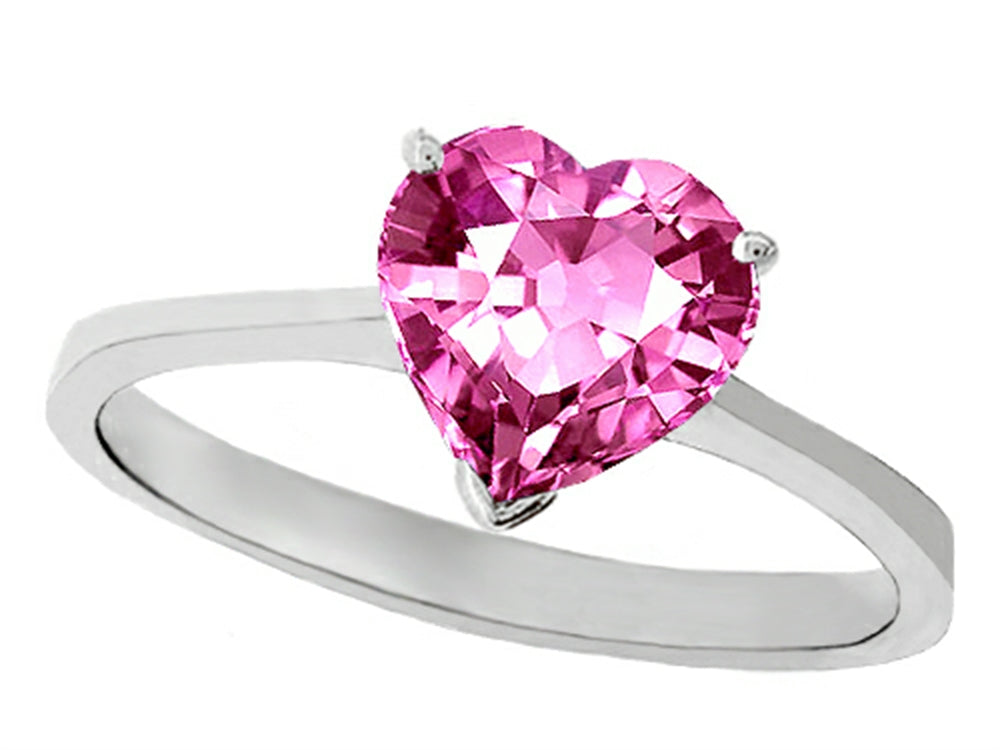 Tommaso Design Created Pink Sapphire Heart Shape 8mm Solitaire Engagement Ring