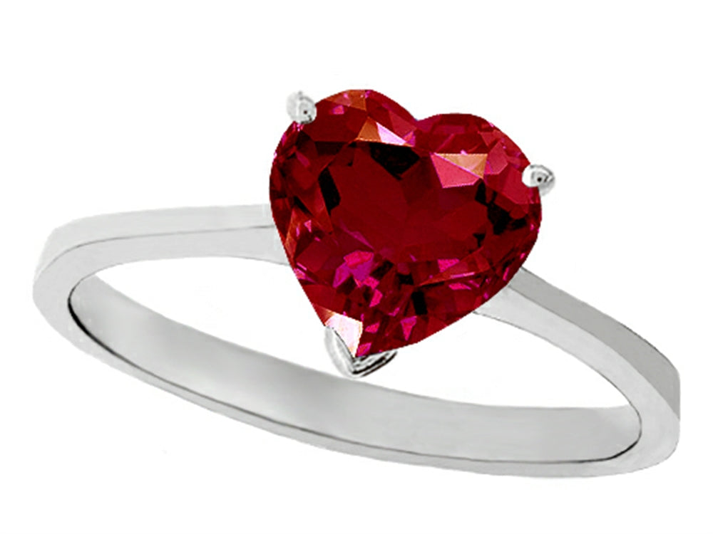 Tommaso Design Created Ruby Heart Shape 8mm Solitaire Engagement Ring