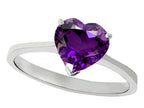 Tommaso Design Genuine Amethyst Heart Shape 8mm Solitaire Engagement Ring