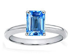 Tommaso Design Emerald Cut 8x6mm Genuine Blue Topaz Ring