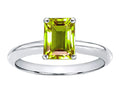 Tommaso Design Genuine Peridot Emerald Cut 8x6mm Engagement Ring