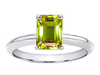 Tommaso Design Genuine Peridot Emerald Cut 8x6mm Engagement Ring