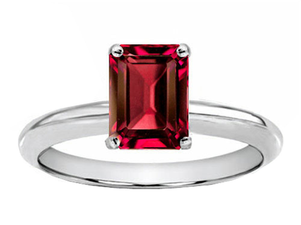 Tommaso Design Octagon Cut 8x6mm Created Ruby Engagement Ring