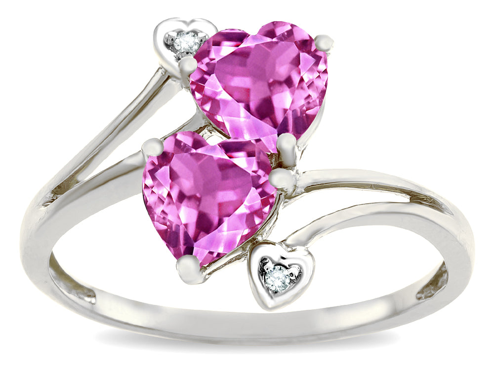 Tommaso Design™ Heart Shape 6 mm Created Pink Sapphire Ring