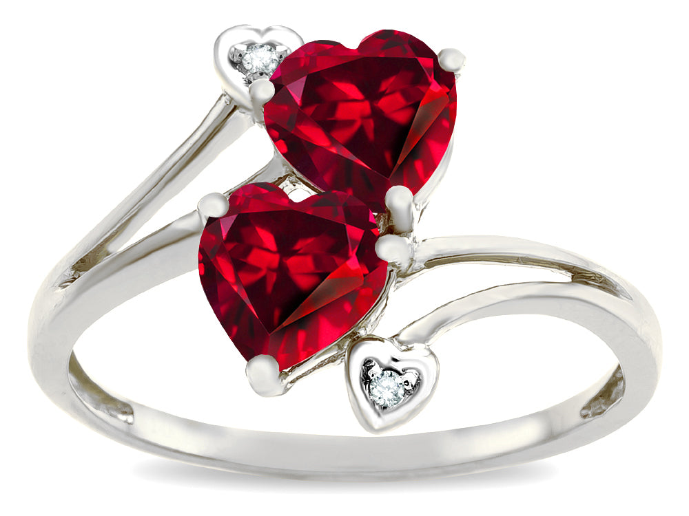 Tommaso Design Heart Shape 6 mm Created Ruby Ring