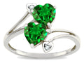 Tommaso Design Heart Shape 6mm Simulated Emerald Ring