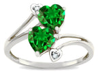 Tommaso Design Heart Shape 6mm Simulated Emerald Ring