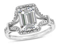 Star K Octagon Emerald Cut 8x6 Genuine White Topaz Vintage Look Split Shank Ring