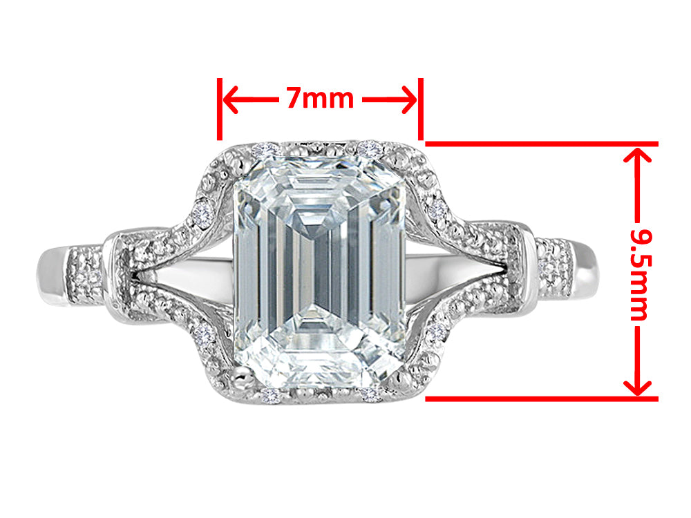 Star K Octagon Emerald Cut 8x6 Genuine Citrine Vintage Look Split Shank Ring