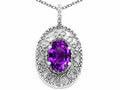 Tommaso Design™ Oval 9x7mm Genuine Amethyst Pendant Necklace