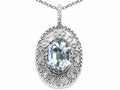 Tommaso Design™ Oval 9x7mm Genuine Aquamarine Pendant Necklace
