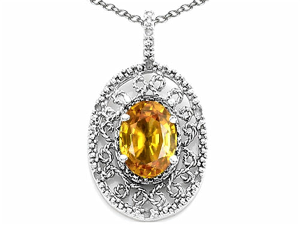 Tommaso Design™ Oval 9x7mm Genuine Citrine Pendant Necklace
