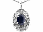 Tommaso Design™ Oval 9x7mm Genuine Black Sapphire Pendant Necklace