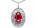 Tommaso Design™ Oval 9x7mm Created Ruby Pendant Necklace