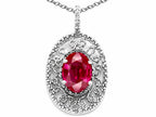 Tommaso Design™ Oval 9x7mm Created Ruby Pendant Necklace
