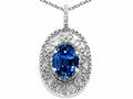 Tommaso Design™ Oval 9x7mm Created Blue Sapphire Pendant Necklace