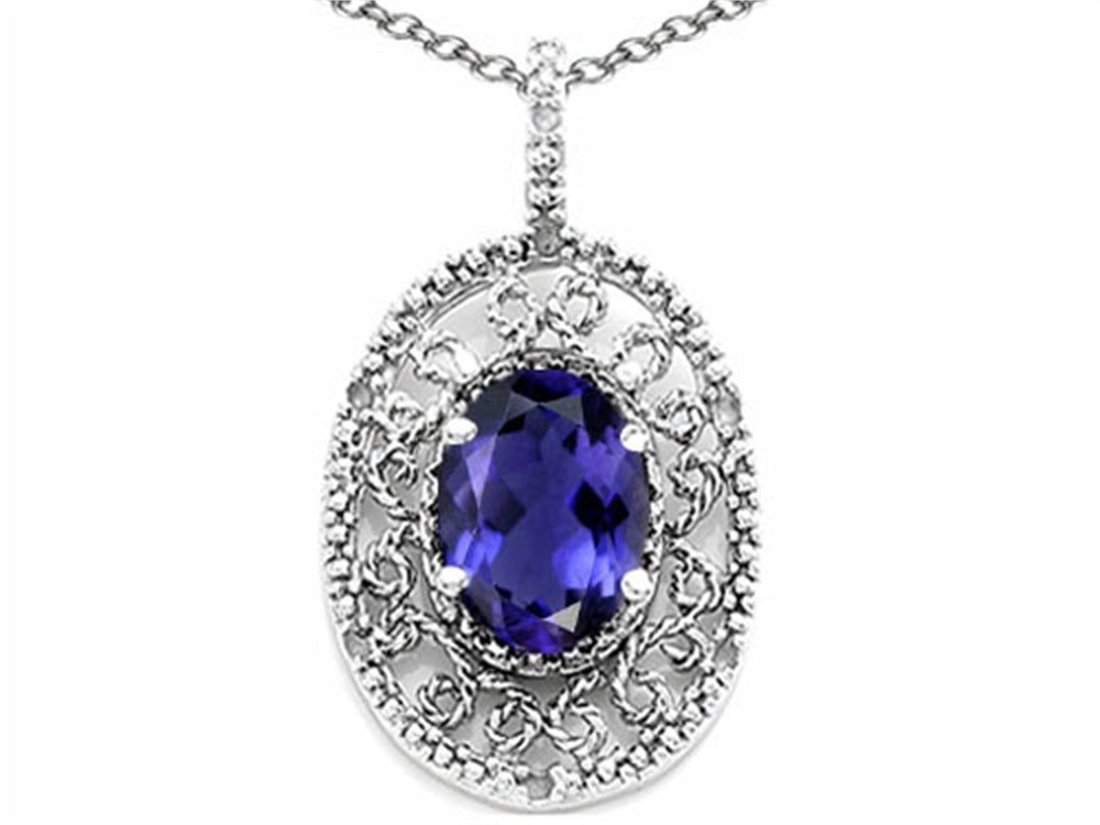 Tommaso Design™ Oval 9x7mm Genuine Iolite Pendant Necklace
