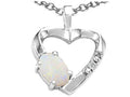 Tommaso Design™ Oval 6x4 mm Genuine Opal Heart Pendant Necklace