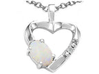 Tommaso Design™ Oval 6x4 mm Genuine Opal Heart Pendant Necklace