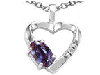 Tommaso Design™ Oval 6x4 mm Simulated Alexandrite Heart Pendant Necklace