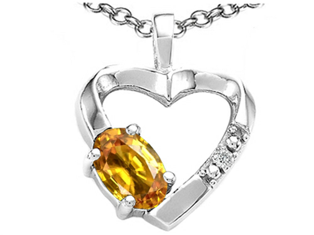 Tommaso Design™ Oval 6x4 mm Genuine Citrine Heart Pendant Necklace