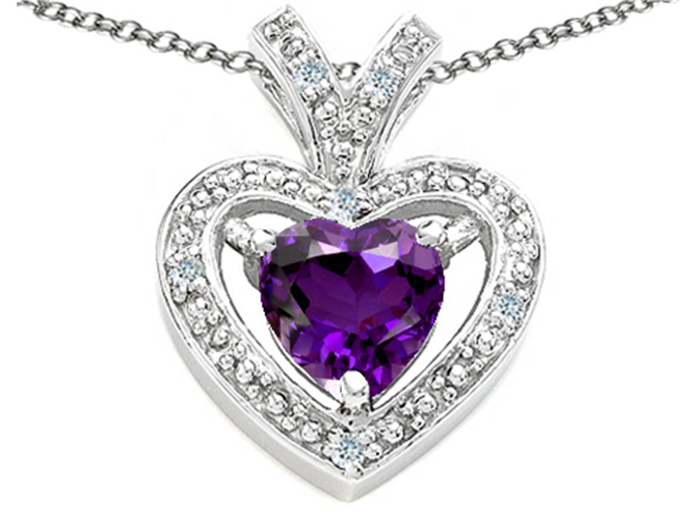 Tommaso Design™ Heart Shape 6 mm Genuine Amethyst Pendant Necklace