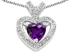 Tommaso Design™ Heart Shape 6 mm Genuine Amethyst Pendant Necklace