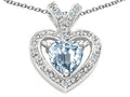 Tommaso Design™ Heart Shape 6 mm Genuine Aquamarine Pendant Necklace