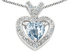 Tommaso Design™ Heart Shape 6 mm Genuine Aquamarine Pendant Necklace
