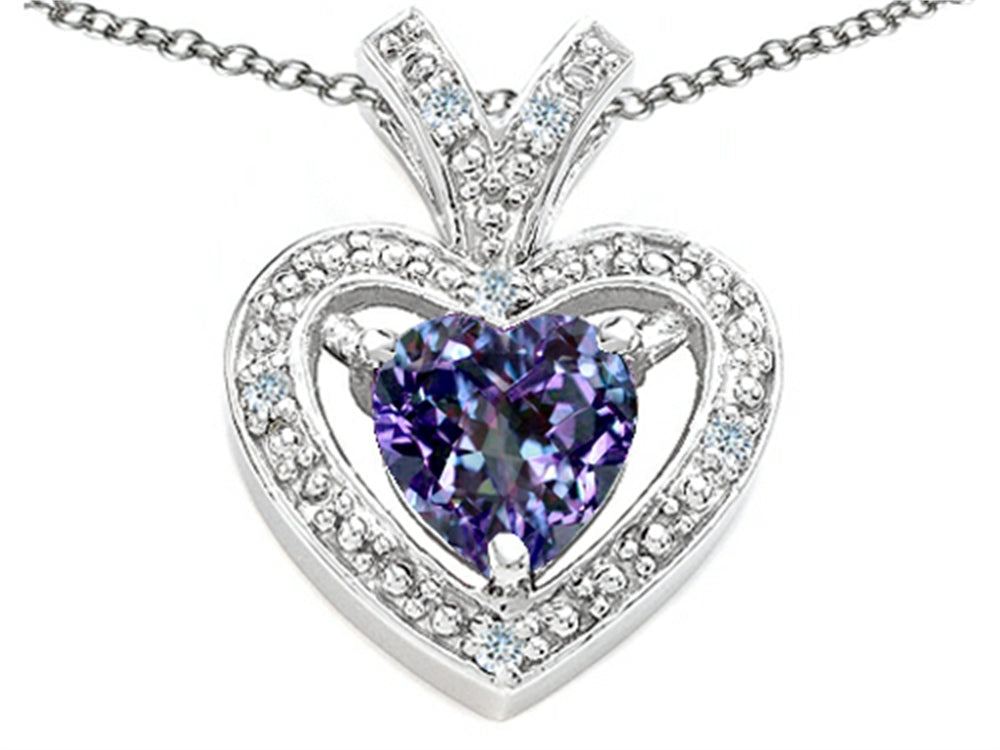 Tommaso Design™ Heart Shape 6 mm Simulated Alexandrite Pendant Necklace