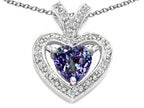 Tommaso Design™ Heart Shape 6 mm Simulated Alexandrite Pendant Necklace