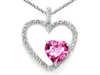 Tommaso Design™ Heart Shape 6 mm Created Pink Sapphire Pendant Necklace