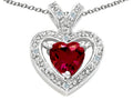 Tommaso Design™ Heart Shape 6mm Created Ruby Pendant Necklace