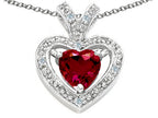 Tommaso Design™ Heart Shape 6mm Created Ruby Pendant Necklace