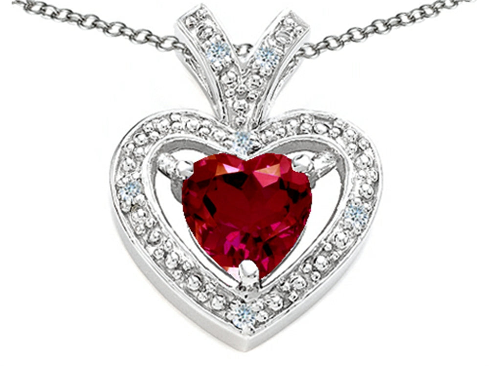 Tommaso Design™ Heart Shape 6mm Created Ruby Pendant Necklace