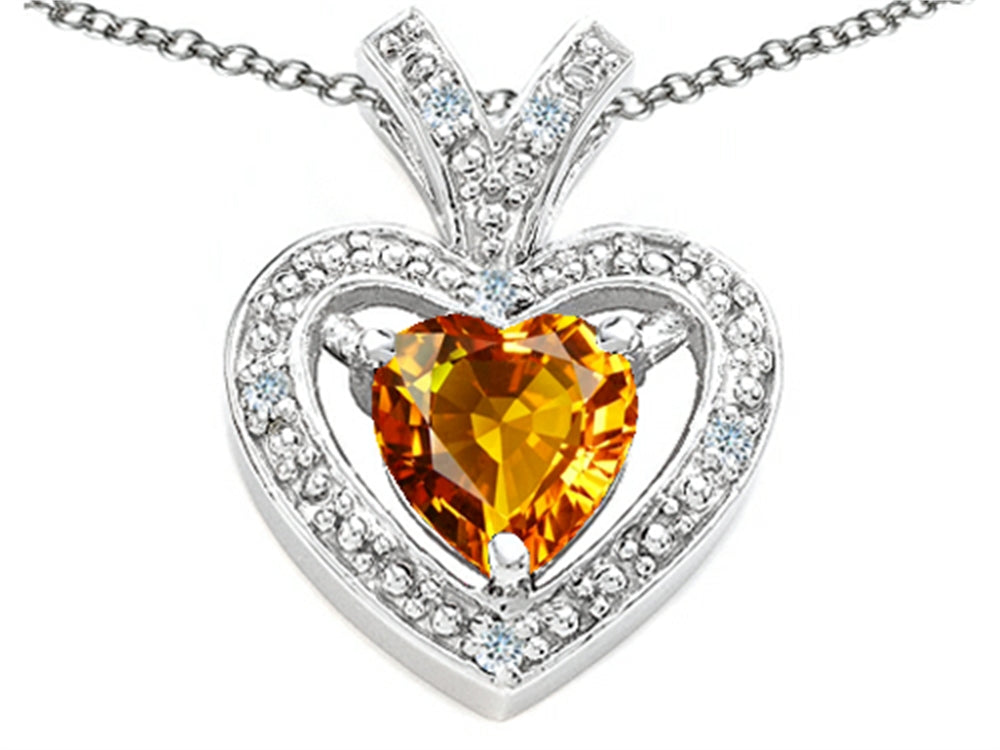 Tommaso Design™ Heart Shape 6 mm Genuine Citrine Pendant Necklace