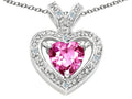 Tommaso Design™ Heart Shape 6 mm Created Pink Sapphire Pendant Necklace