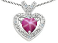 Tommaso Design™ Heart Shape 6 mm Created Star Ruby Pendant Necklace