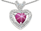Tommaso Design™ Heart Shape 6 mm Created Star Ruby Pendant Necklace
