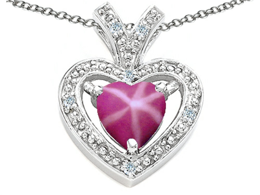 Tommaso Design™ Heart Shape 6 mm Created Star Ruby Pendant Necklace