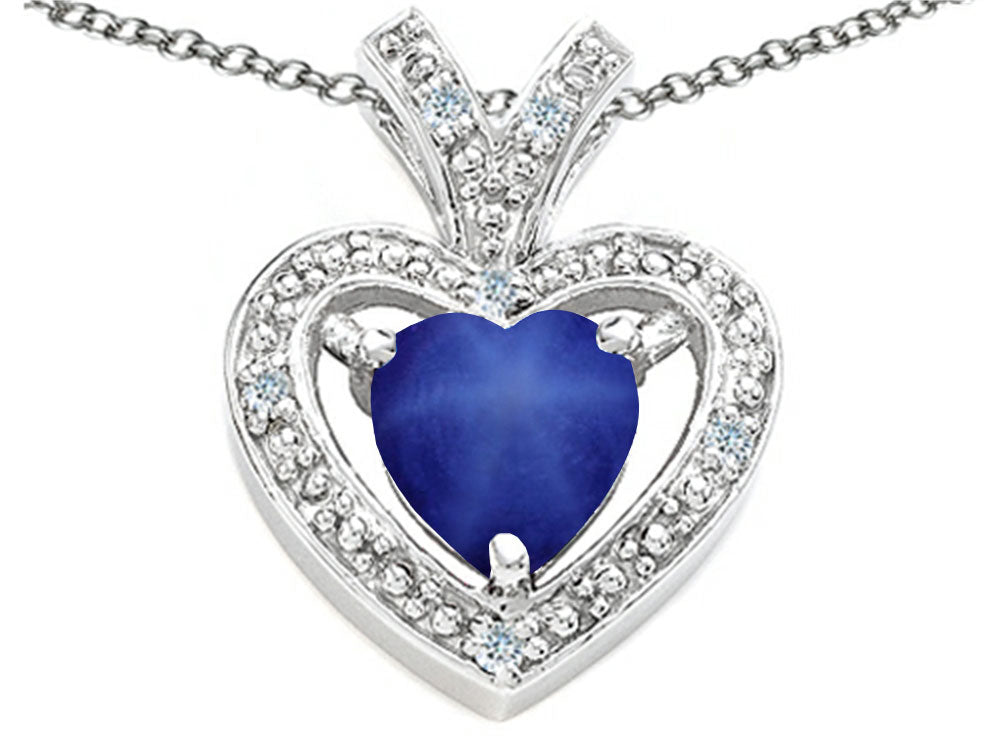 Tommaso Design™ Heart Shape 6 mm Created Star sapphire Pendant Necklace