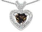 Tommaso Design™ Heart Shape 6 mm Genuine Smoky Quartz Pendant Necklace