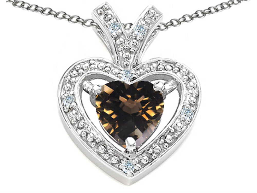 Tommaso Design™ Heart Shape 6 mm Genuine Smoky Quartz Pendant Necklace