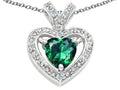 Tommaso Design™ Heart Shape 6mm Simulated Emerald Pendant Necklace