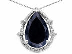 Tommaso Design™ Pear Shape 11x8mm Genuine Black Sapphire Pendant Necklace