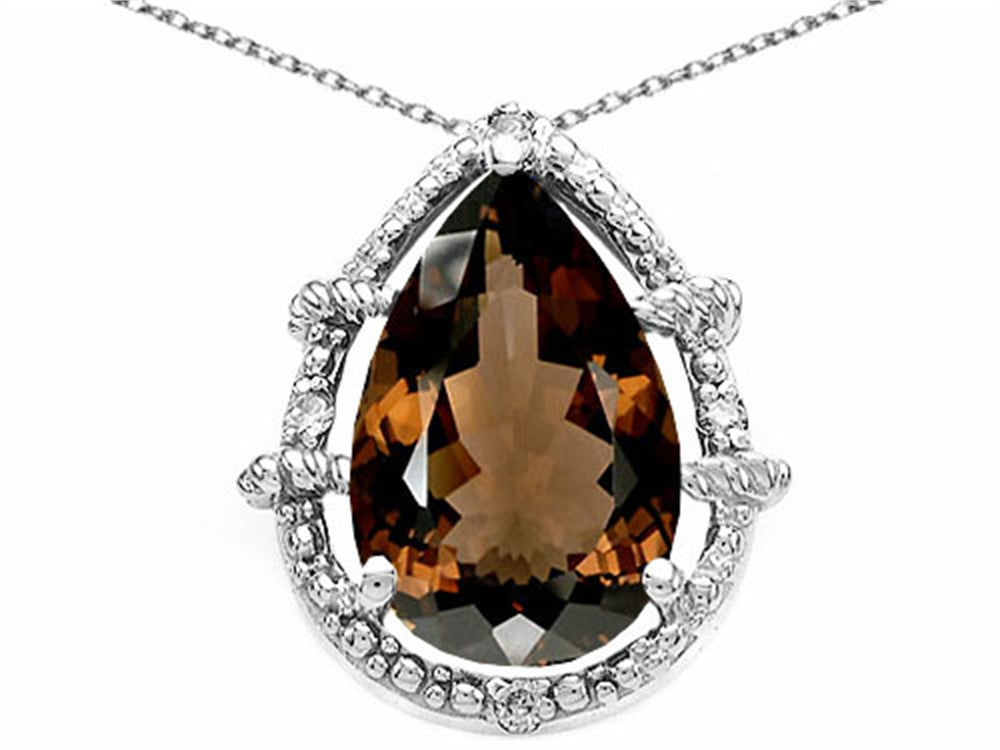 Tommaso Design™ Pear Shape 11x8mm Genuine Smoky Quartz Pendant Necklace