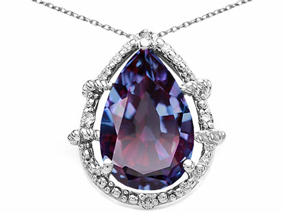 Tommaso Design™ Pear Shape 11x8mm Simulated Alexandrite Pendant Necklace