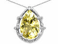 Tommaso Design™ Pear Shape 11x8mm Genuine Lemon Quartz Pendant Necklace